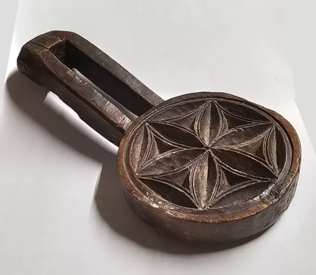 Antique Victorian Carved Wooden Biscuit Mould Treen Butter Press?