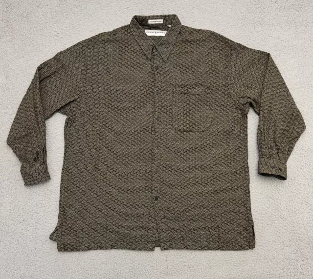 Jhane Barnes Shirt Mens XL Green Fabric Woven In Japan Long Sleeve Button Down