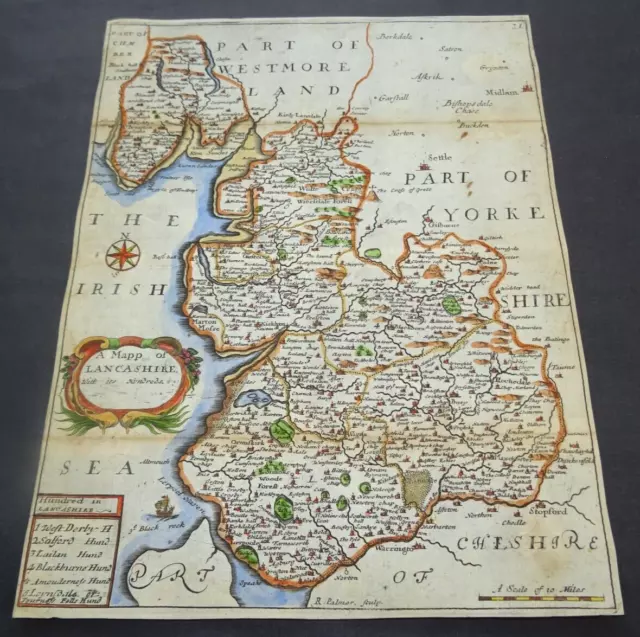 Antique map of Lancashire by Richard Blome 1715