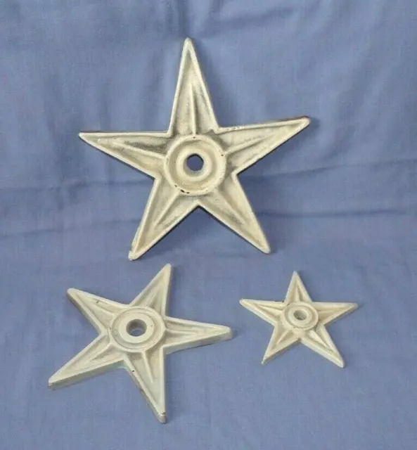 Lot 3 Heavy Metal Wall Hanging Star White Rustic Country Farm House Barn  Decor