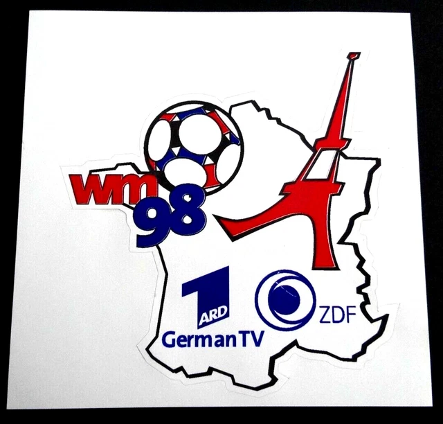 WERBE-AUFKLEBER FUSSBALL WM Weltmeisterschaft Frankreich 1998 ARD ZDF ...