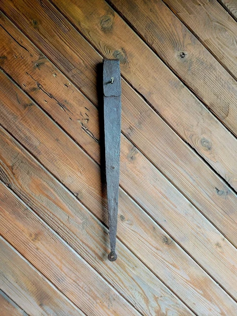 19c Antique Hand Wrought Forged Iron Barn Door Strap Hinges 24 1/2" 5