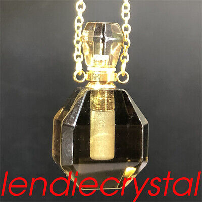 1x Natural Smoky Quartz Perfume Bottles Quartz Crystal Gem Pendant Reiki Healing