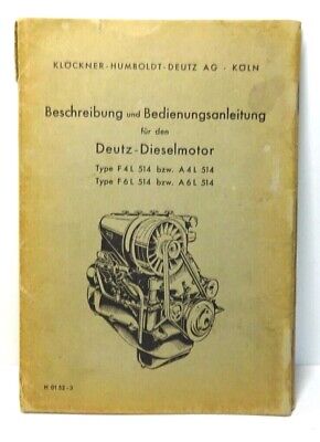 DEUTZ Catalogo Ricambi Deutz Motore Diesel F6L 514 A6L 514 Di Maggio 1953 