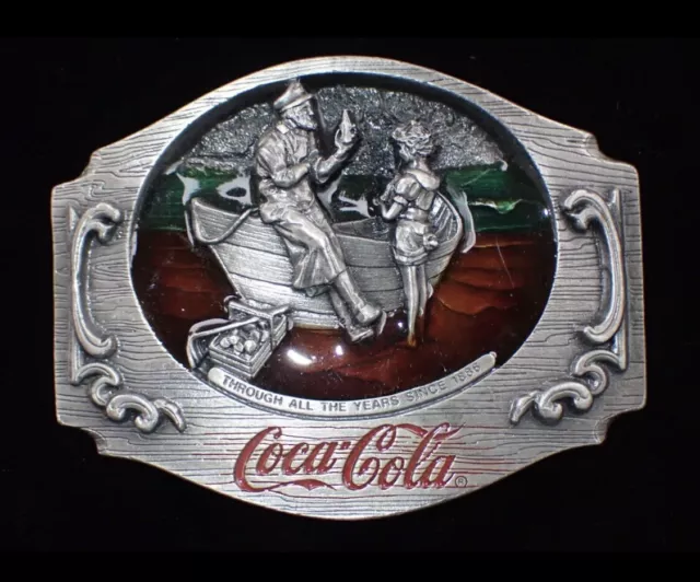 Vintage Coca-Cola Pewter Belt Buckle Silver Antique Enamel Since 1886 Siskiyou 3