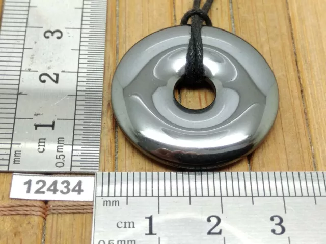 Donut HEMATITE 30 mm + cordon reglable - mineraux lithotherapie pendentif reiki