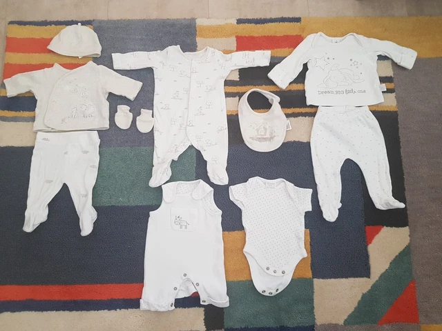 Unisex Newborn Baby Clothes 10 Piece Bundle Neutral Colours Used In Exc Cond