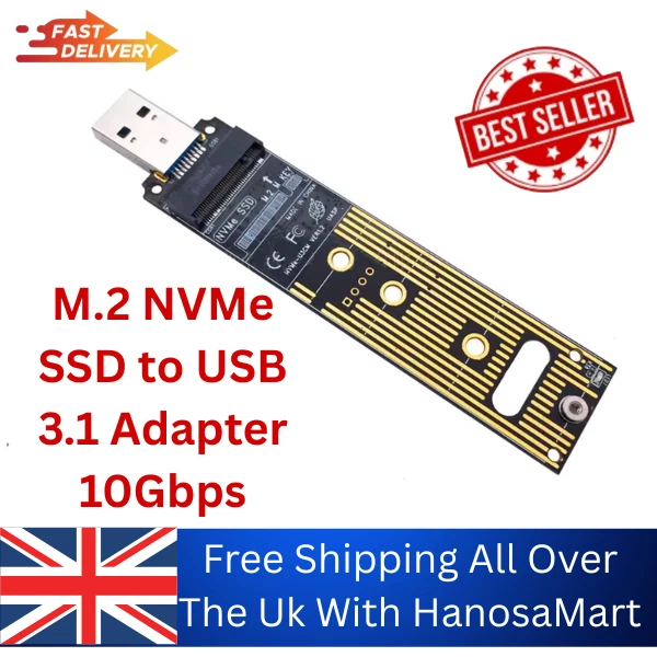 M.2 NVME SSD to USB 3.1 Adapter 10Gbps Converter Card JMS583 PCIe M.2 ...