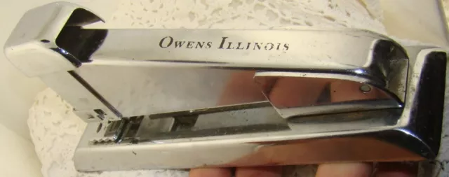 Antique 1940s Owens Illinois KITCHEN GLASS "RENETT 7 1/2" Chrome Stapler