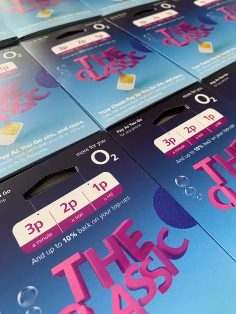 O2 Classic UK Standard / Micro / Nano Mobile Sim Card & FREE P&P - Pay As You Go