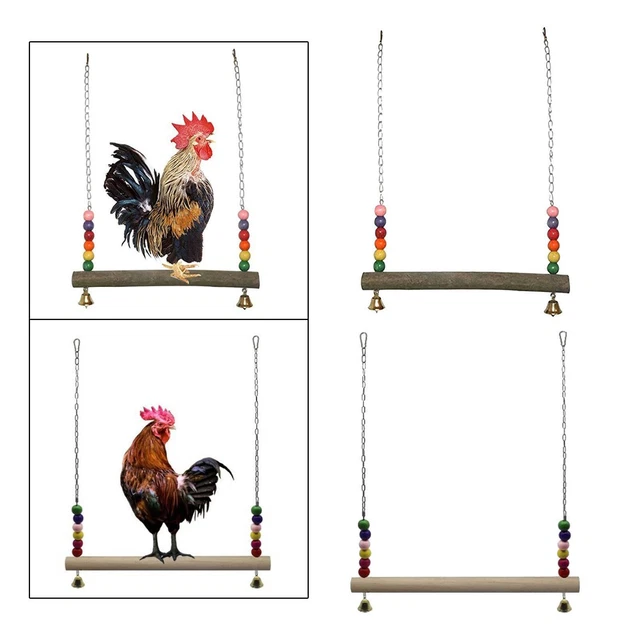 2x Huhn Schaukel Spielzeug Henne Holz Huhn Barsch Kauspielzeug