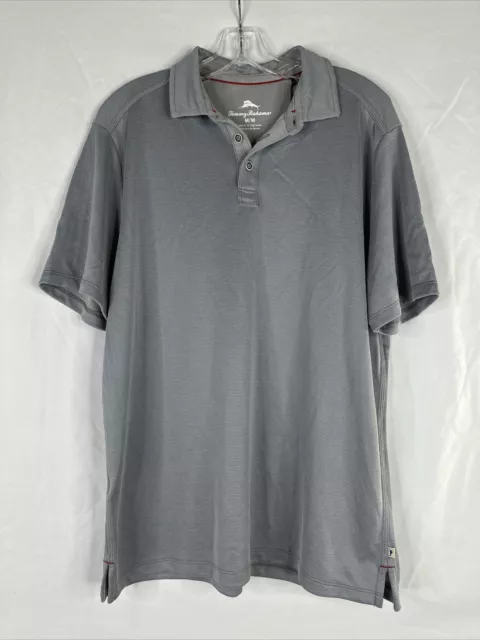 Tommy Bahama Iced Slate Polo Shirt Mens Size M Gray Short Sleeve Beach New