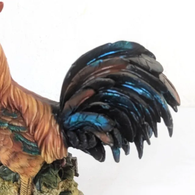 Vintage Resin Hand Painted Rooster Figurine Highly Detailed Farmhouse Style 6.5" 3