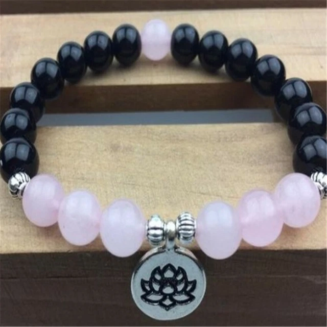 8mm Obsidian Bracelet cuff men Sutra mala Bless Tibet silver pray Buddhism Lucky