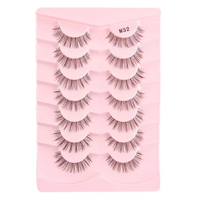 Half Eey Lashes 7 Paires Faux Cils Tiges Transparentes Cils Longs Naturels 8341