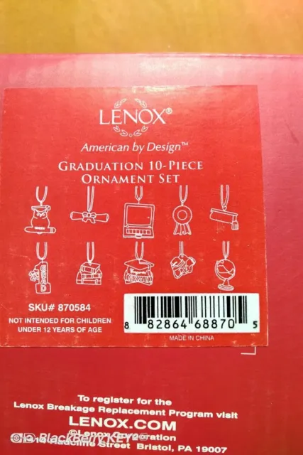 Lenox Graduation Day Miniature Tree Ornaments Set Of 10 Diploma Cap Owl NEW
