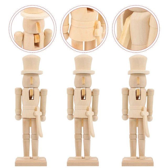 3 pz Natale soldato noce incompiuto legno burattino ornamento legno decorazione casa