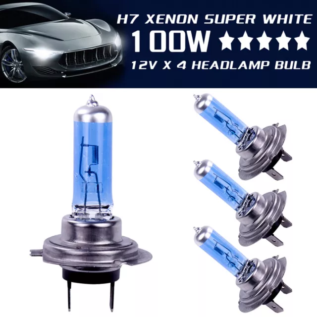 4Pcs H7 Headlight 100W Xenon Bulbs Super White Lamp Light Effect HID Bulb