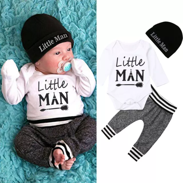 New Infant Newborn Baby Boy Romper+Pants Outfit Clothes Bodysuit Playsuit 6