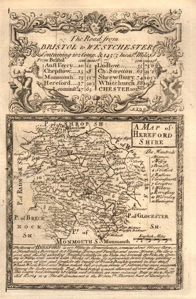 'A MAP OF Hereford-Shire'. County map by J. OWEN & E. BOWEN ...