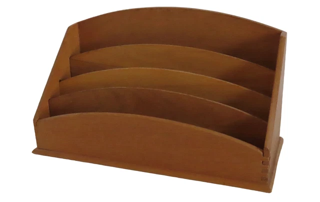 Range-lettres En Bois 3 Compartiments Avec Tiroir - Organisateur De Bureau Vintage, 29x17x11 Cm - 3
