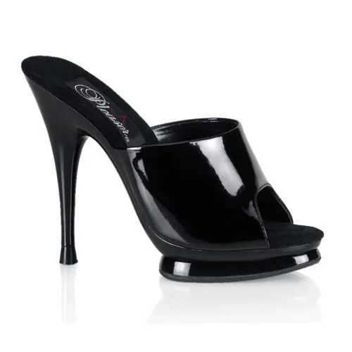 Pleaser USA Starlet-501 Black Patent Platform Mule Sandal IN-STOCK