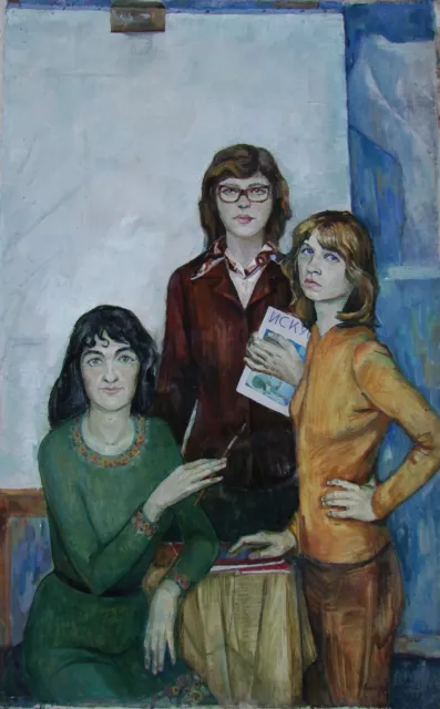 Ukrainian Soviet USSR Oil Painting realism female portrait artist's girlfriends
