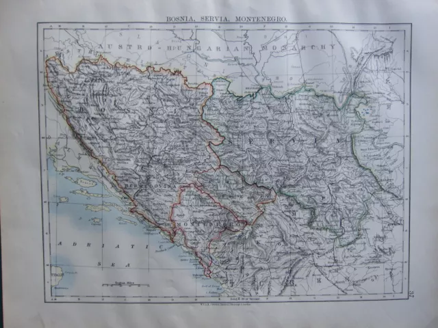 1900 Victorian Map ~ Bosnia Our Website Montenegro Herzegovina