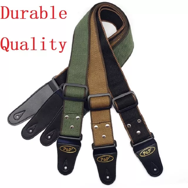 Guitar Strap PU Leather End Adjustable Electric Acoustic Bass Webbing Belt