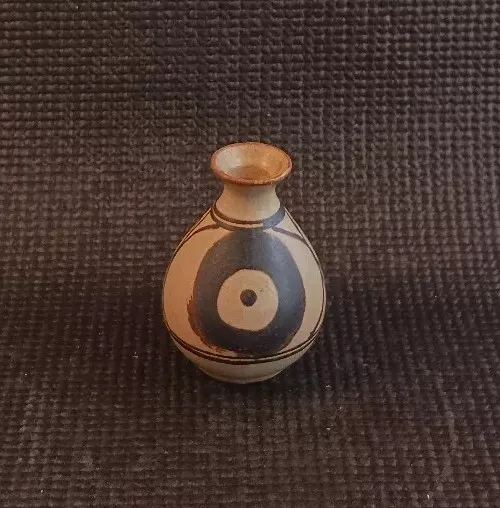 Vintage OMC Otagiri Pottery Bud Vase Mid Century Modern Circles Dots