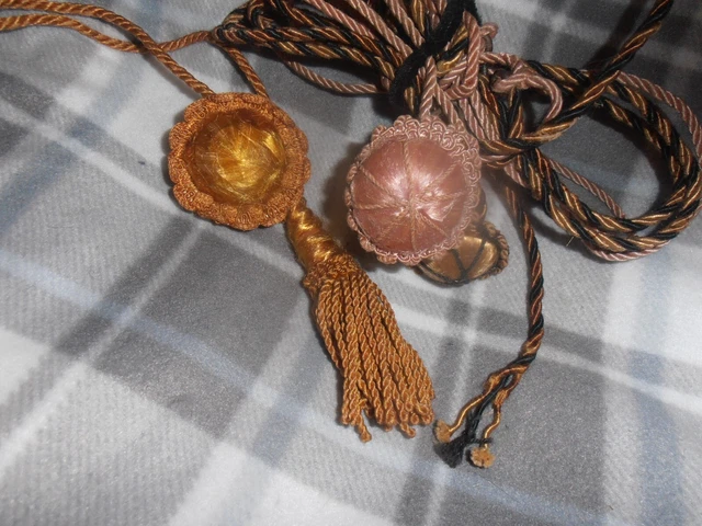 3 Picture Mirror Hanger Wired Cord Victorian antique (one w tassel)