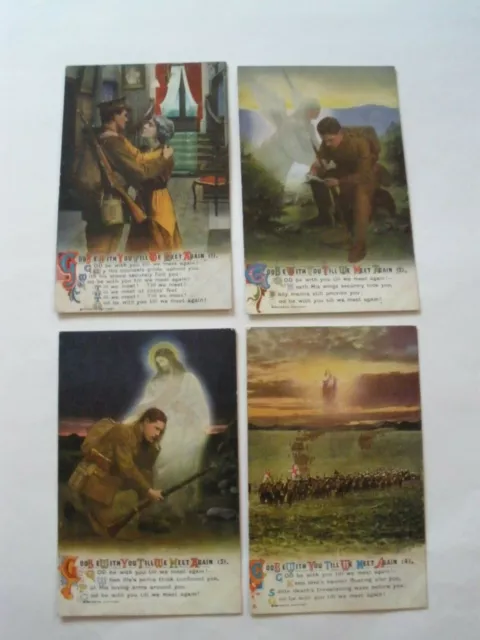 Bamforth Song Postcard Series 4965 - Set of 4 Cards: God Be With You....