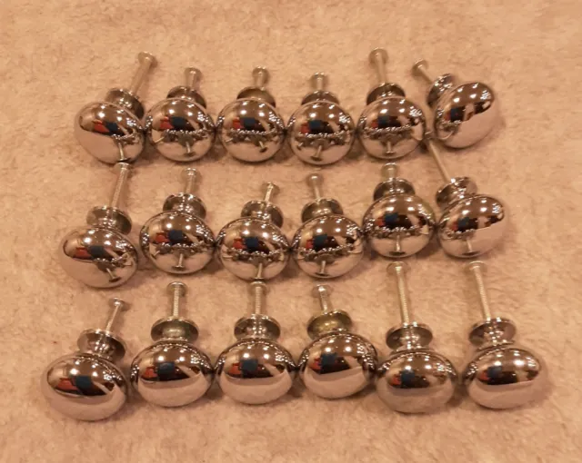 Lot Of 18 Chrome Mirrored Round Drawer Cabinet Knobs W/Screws 1.25 " Home