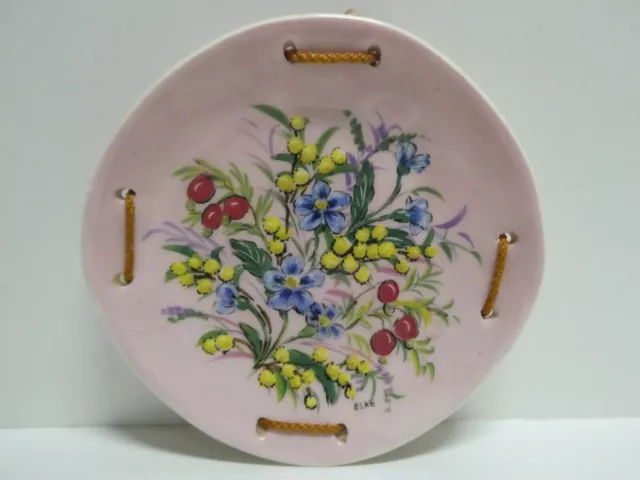 Vintage Australian Pottery Elke Hand Painted Wall Plate Flora Native Flowers