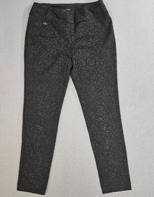 Lisette L Montreal Size 4 Womens Stretch Gray Leopard Print Ankle Trouser Pants