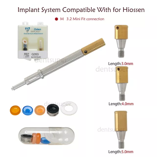 Dental For Hiossen  Attachment Abutment & Overdenture Male Caps KITS Tool Ø3.2mm