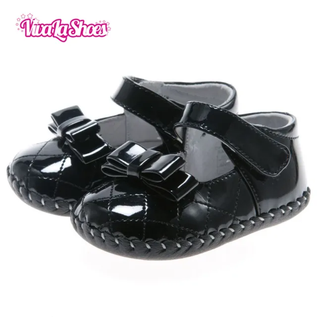 Girls Toddler - VERA pelle morbida suola scarpe bambino - nero lucido
