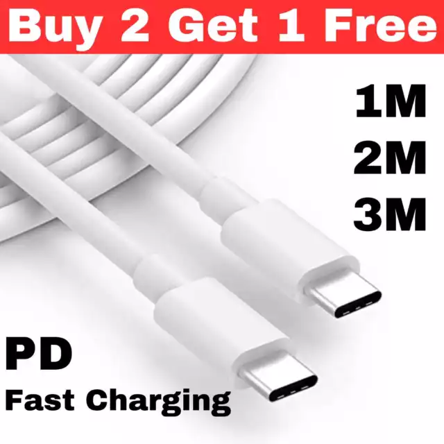 USB-C to USB C Fast Charger Cable PD Dual Type-C Phone Charging Data Sync 2M 3M