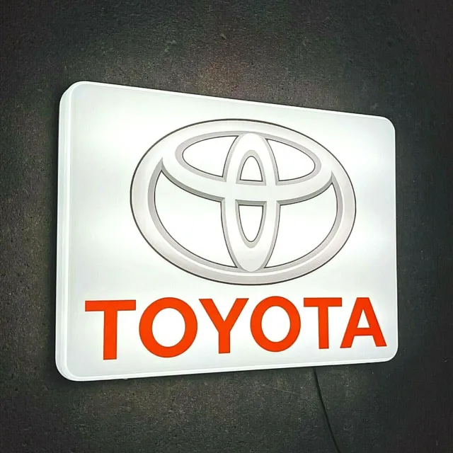 Toyota Badge Led Illuminated Light Up Box Garage Sign Automobilia Yaris Celica