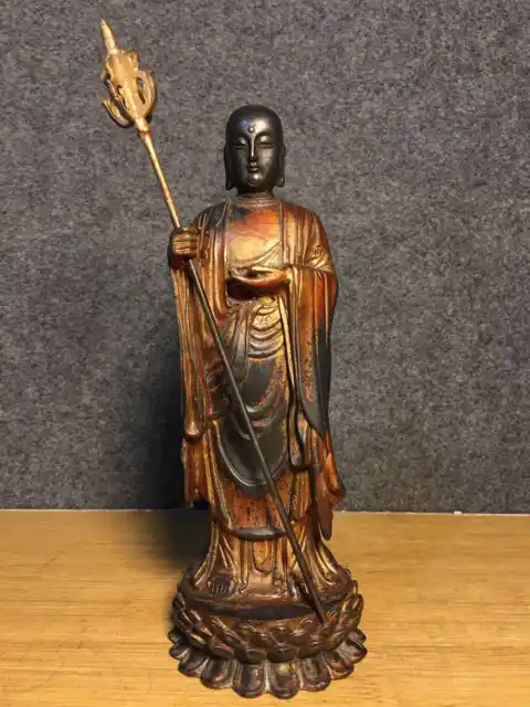 Chinese Pure Copper Handmade Exquisite Ksitigarbha Boddhisattva ​Statue ai2218