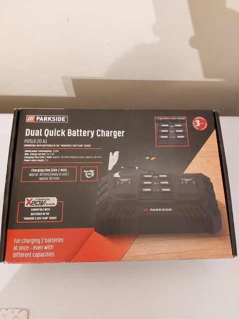 Caricabatterie Doppio Parkside PDSLG 20 B1 | 20V 2x4.5A | Per Batterie PARKSIDE X 20V Team
