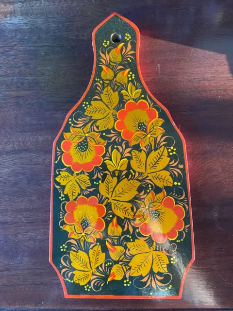 Hand Painted Wood Russian Khokhloma Cutting Board Decorative Wall Folk Art