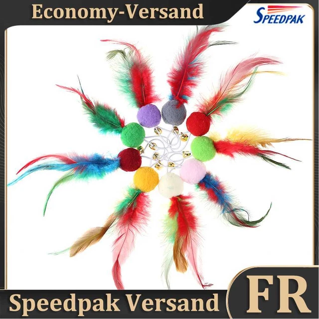 10pcs Pompom Feather for Cat Teasing Stick Kitten Teaser Ball Replacement Toys H