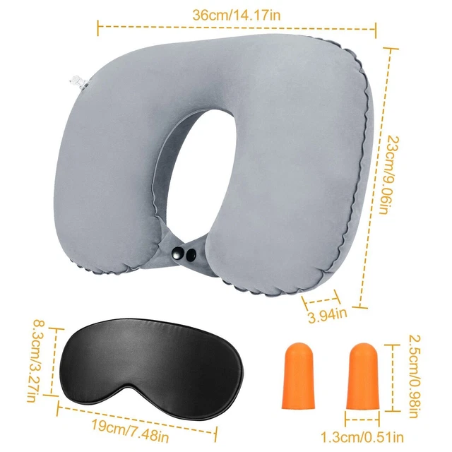 Inflatable U Shape Travel Pillow Neck Support Car Airplane Portable Soft Cushion 3