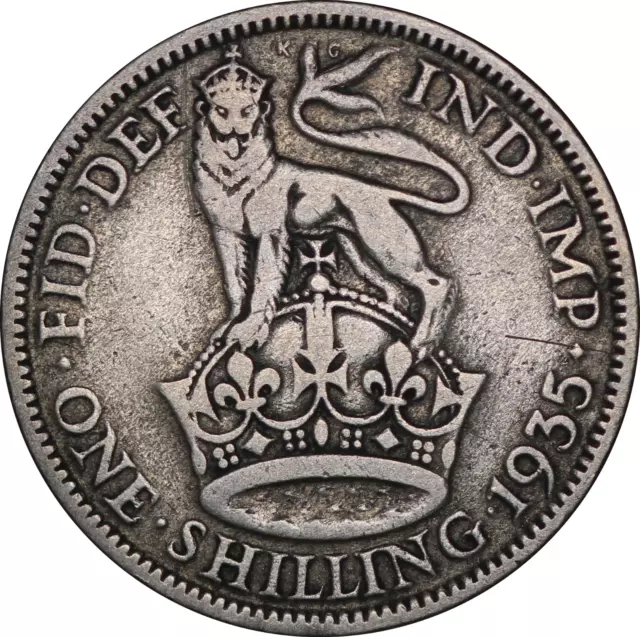 1935 King George V British Silver Shilling Coin - F - SPINK 4039