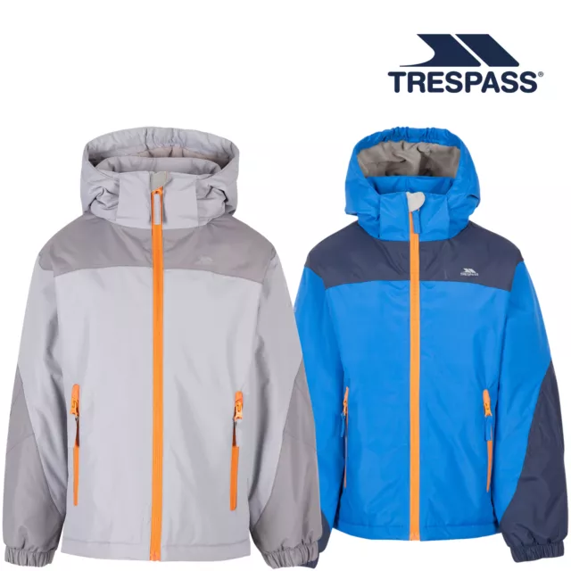 Trespass Boys Padded Waterproof Jacket 2 Zip Pockets with Detachable Hood Launch