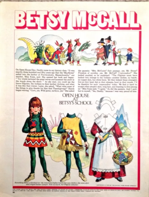 Vintage Betsy McCall Mag. Paper Doll, Open House at School , Nov. 1970, VTG