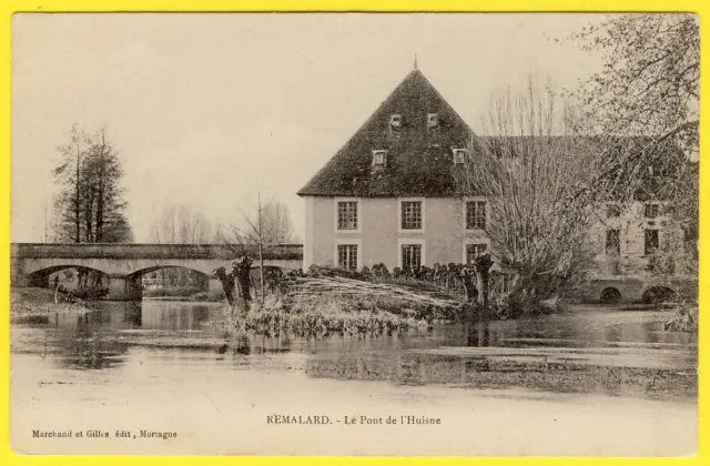 cpa 61 - RÉMALARD (Orne) Le PONT de l' HUISNE MOULIN Dos 1900