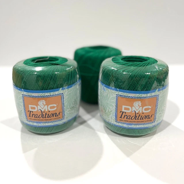 YARN DMC TRADITIONS 100 Mercerized Crochet Cotton Green 5699 Same Dye