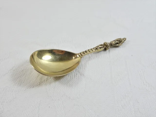 Antique Victorian Hallmarked Sterling Silver Gilt Caddy Spoon : London 1879